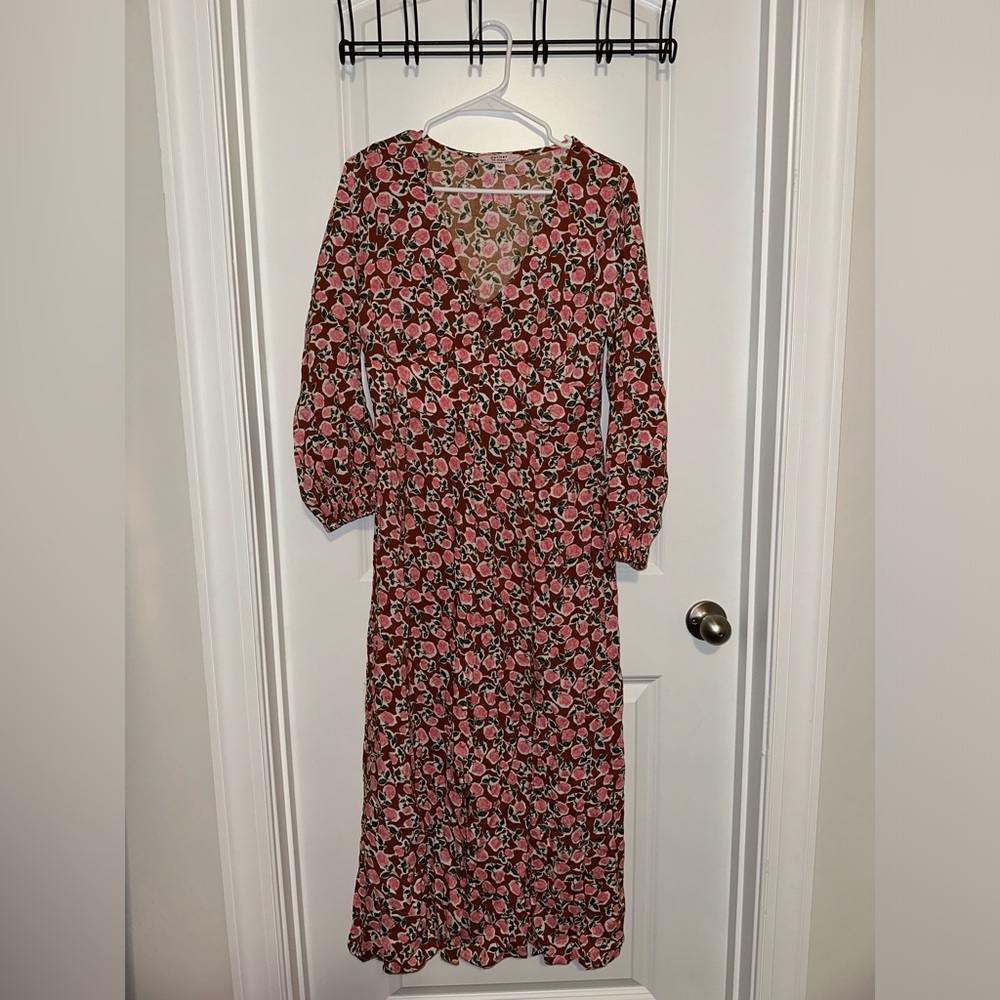 ASOS Petite Floral Maxi Dress in Pink and Black
